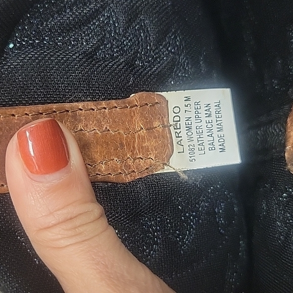 Laredo Brown with Blue Embroidery Tremaine 11" Leather Cowboy Boots 7 1/2 - Picture 9 of 10